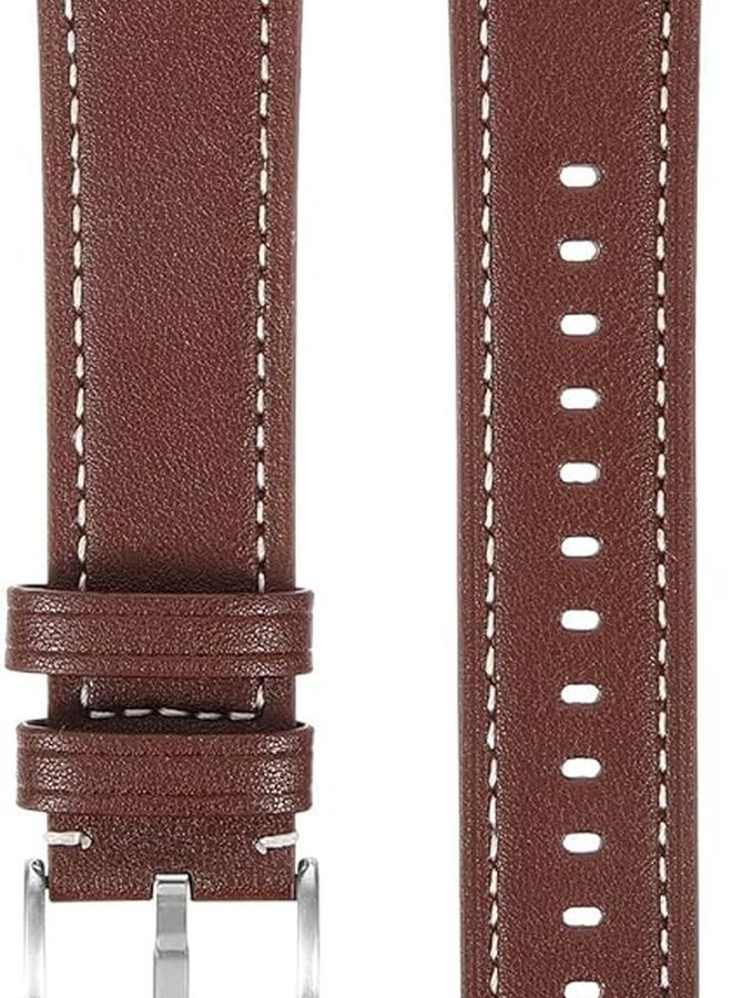 22mm Quick Release Leather Watch Strap Genuine Deep Brown With White Stitching - Image 1